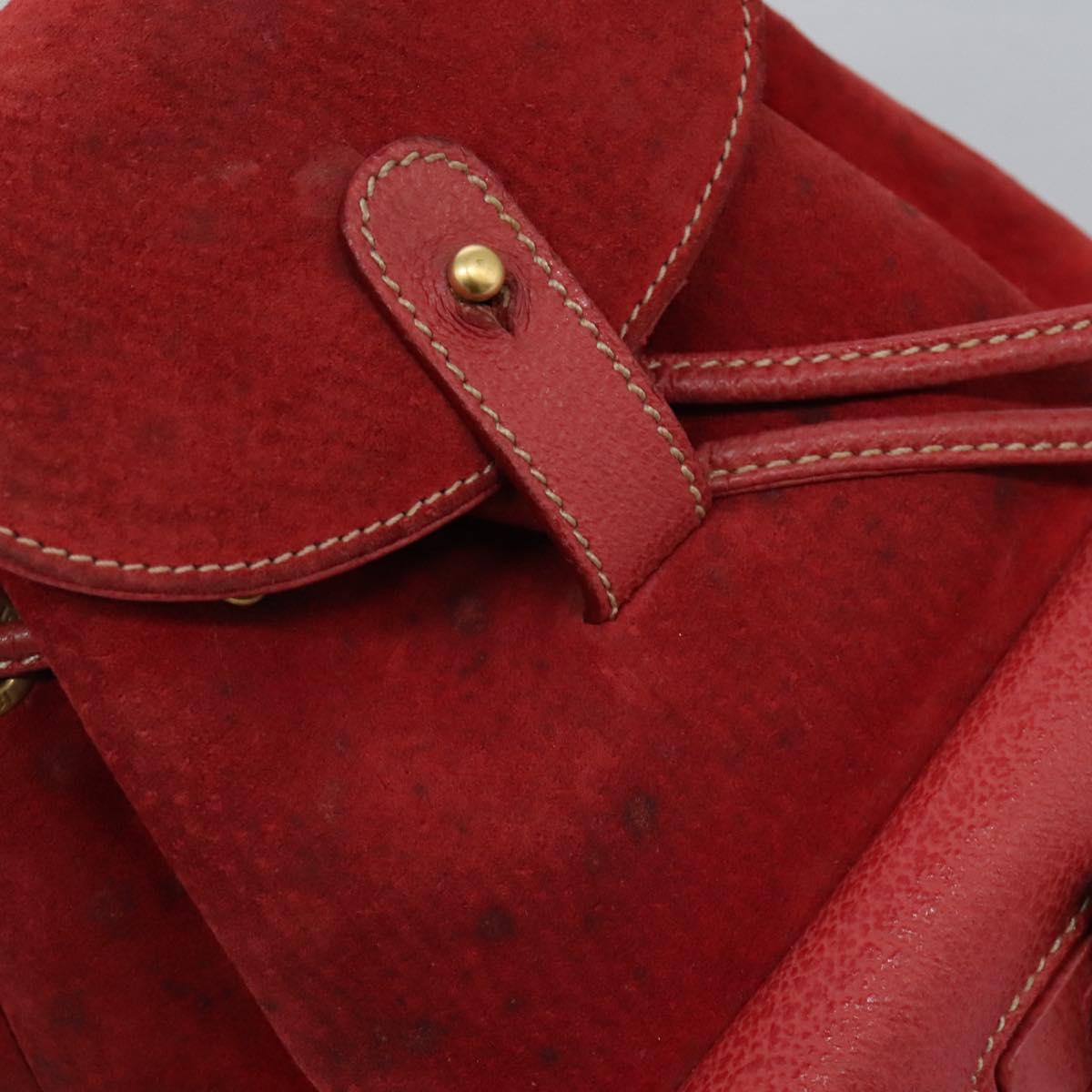 GUCCI Bamboo Backpack Suede Leather Red Gold 003 1705 0030  display picture 3