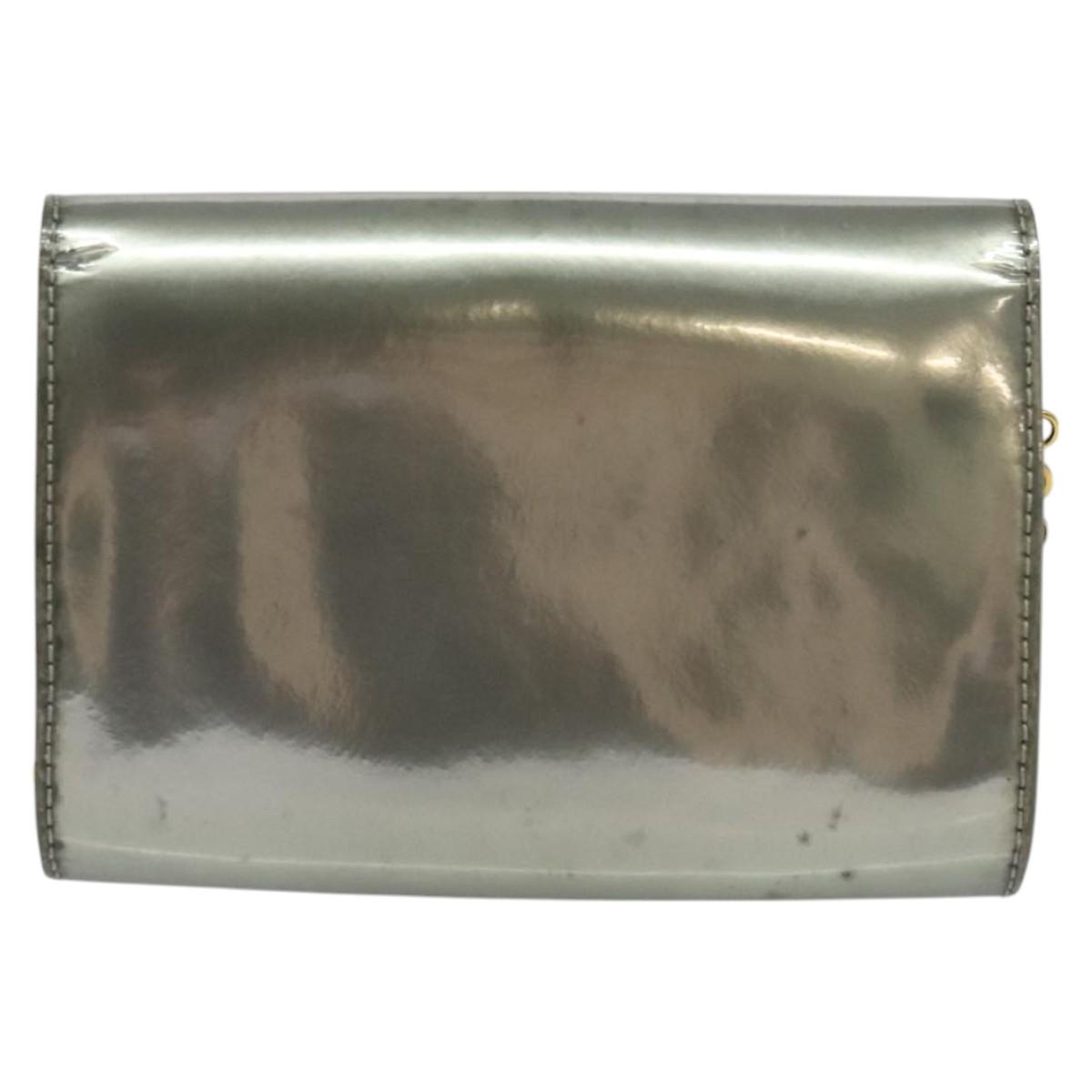 LOUIS VUITTON Vernis Pochette Louise PM Clutch Bag Silver LV Auth