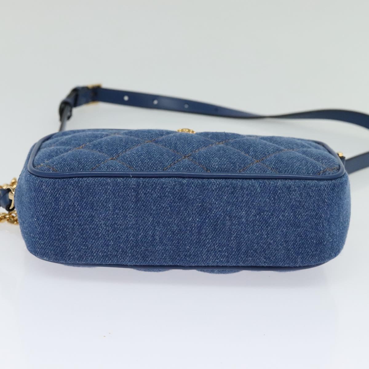 VERSACE Medusa Shoulder Bag Denim Blue Gold Auth BD1427 | eBay