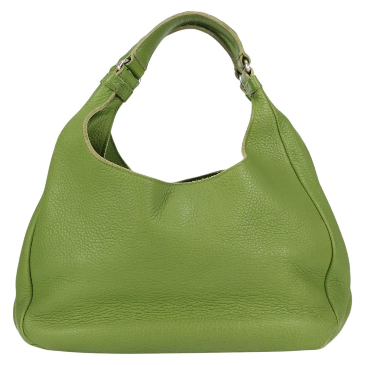 BOTTEGA VENETA Shoulder Bag Leather Green Silver Auth BD2078V | eBay