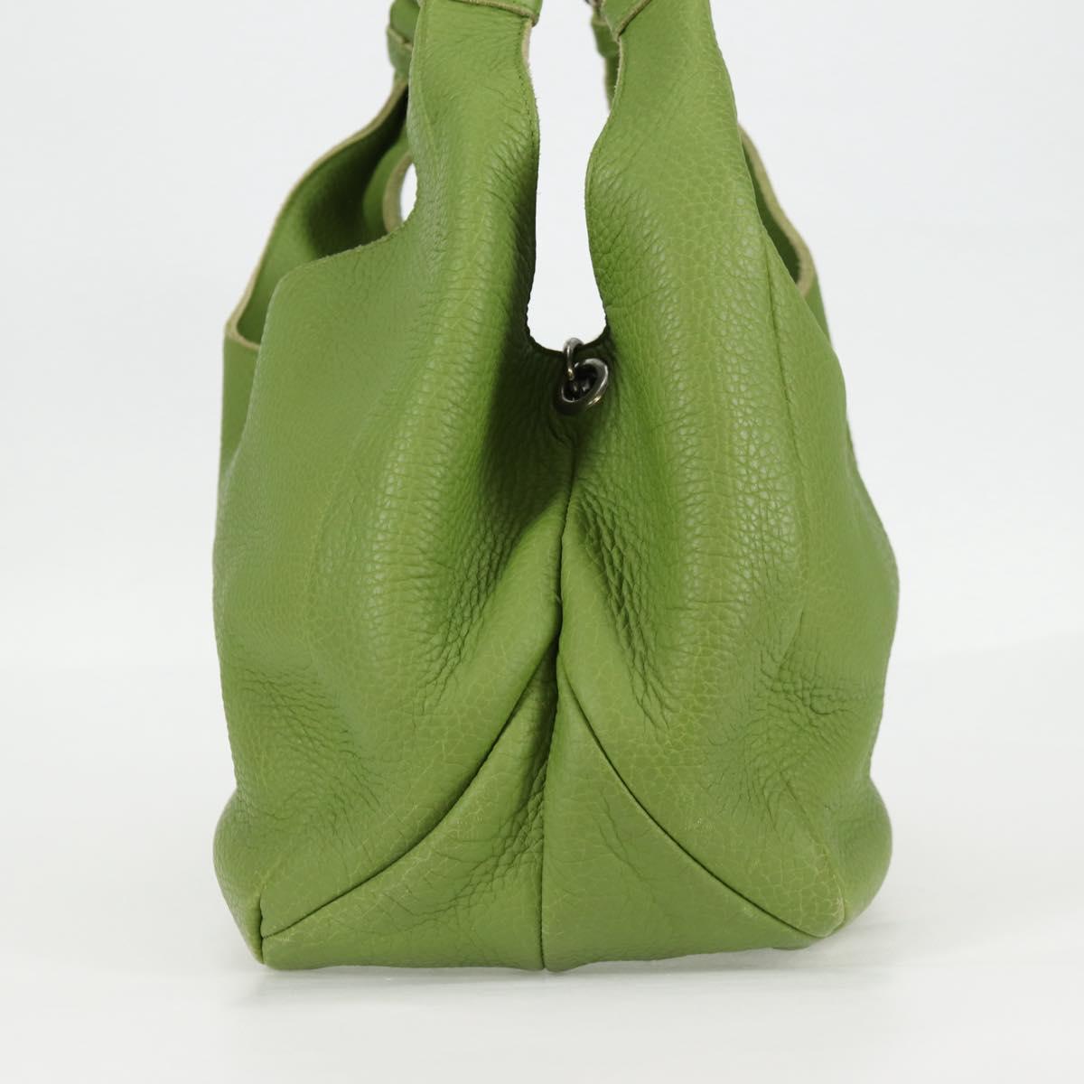 BOTTEGA VENETA Shoulder Bag Leather Green Silver Auth BD2078V | eBay