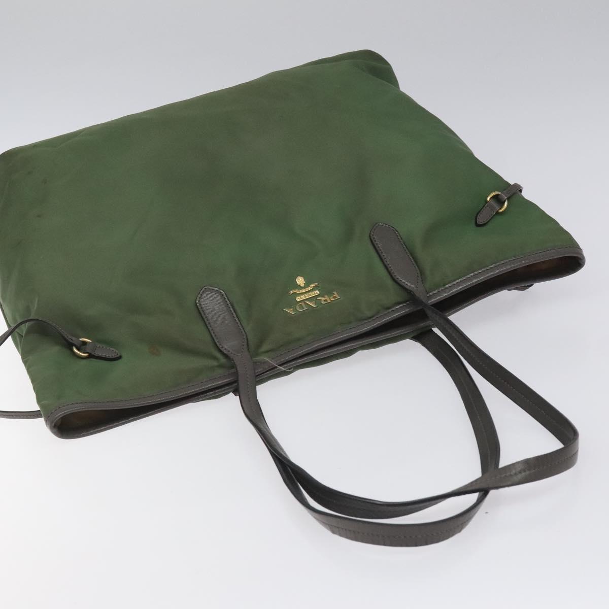 PRADA Tote Bag Nylon Khaki Gold Auth BD900 | eBay