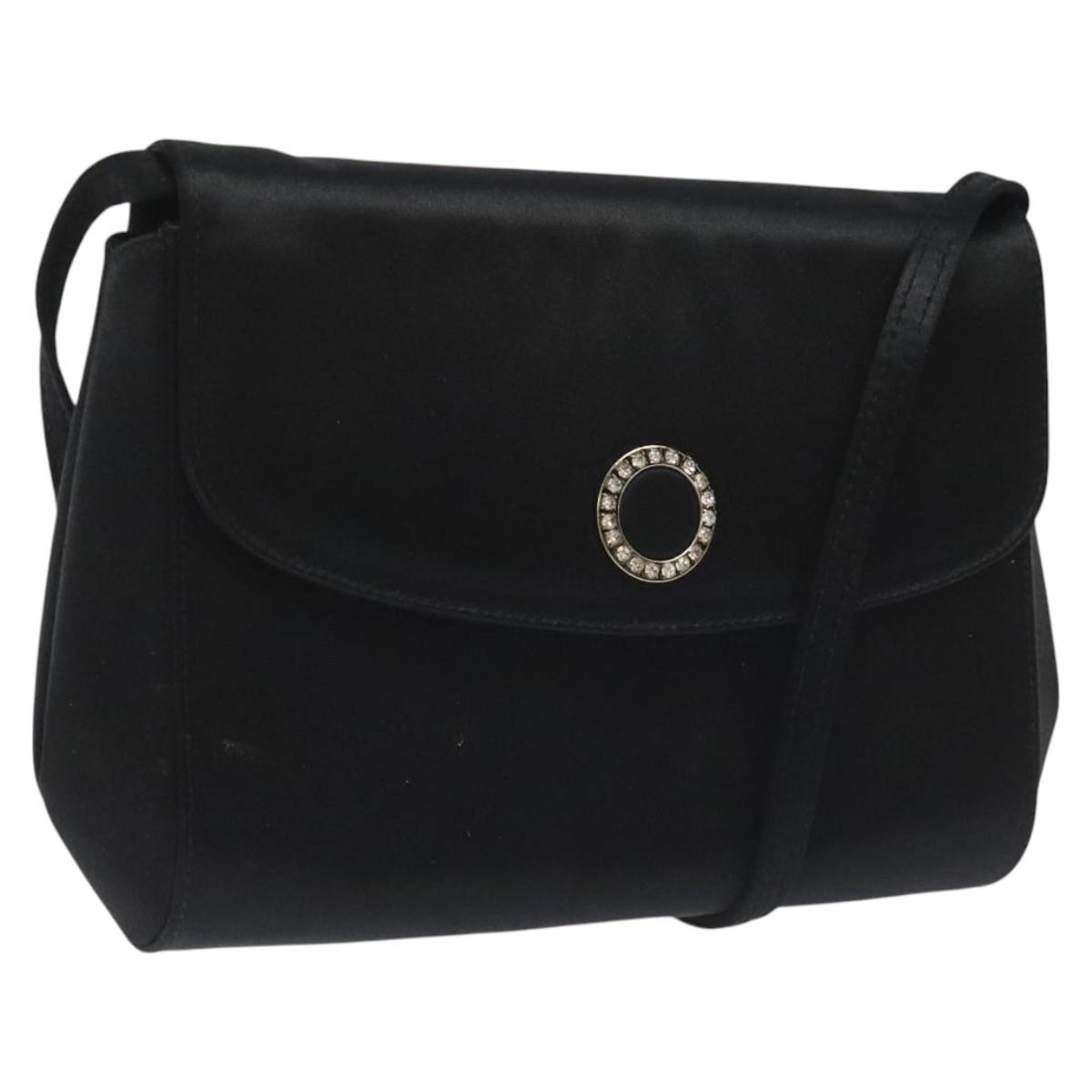 Salvatore Ferragamo Shoulder Bag Satin Black Auth BD949 | eBay