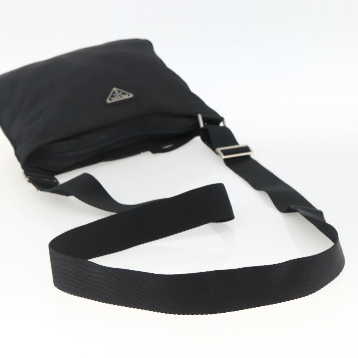 PRADA Shoulder Bag Nylon Black Silver Auth BSZ154 | eBay