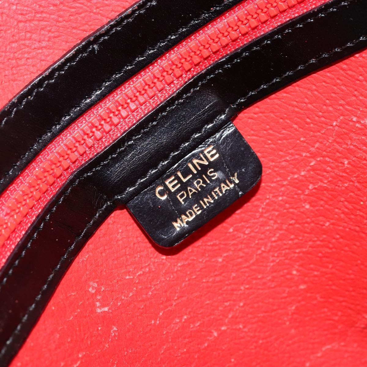 CELINE Hand Bag Embossed leather Black Gold Auth BSZ171 | eBay