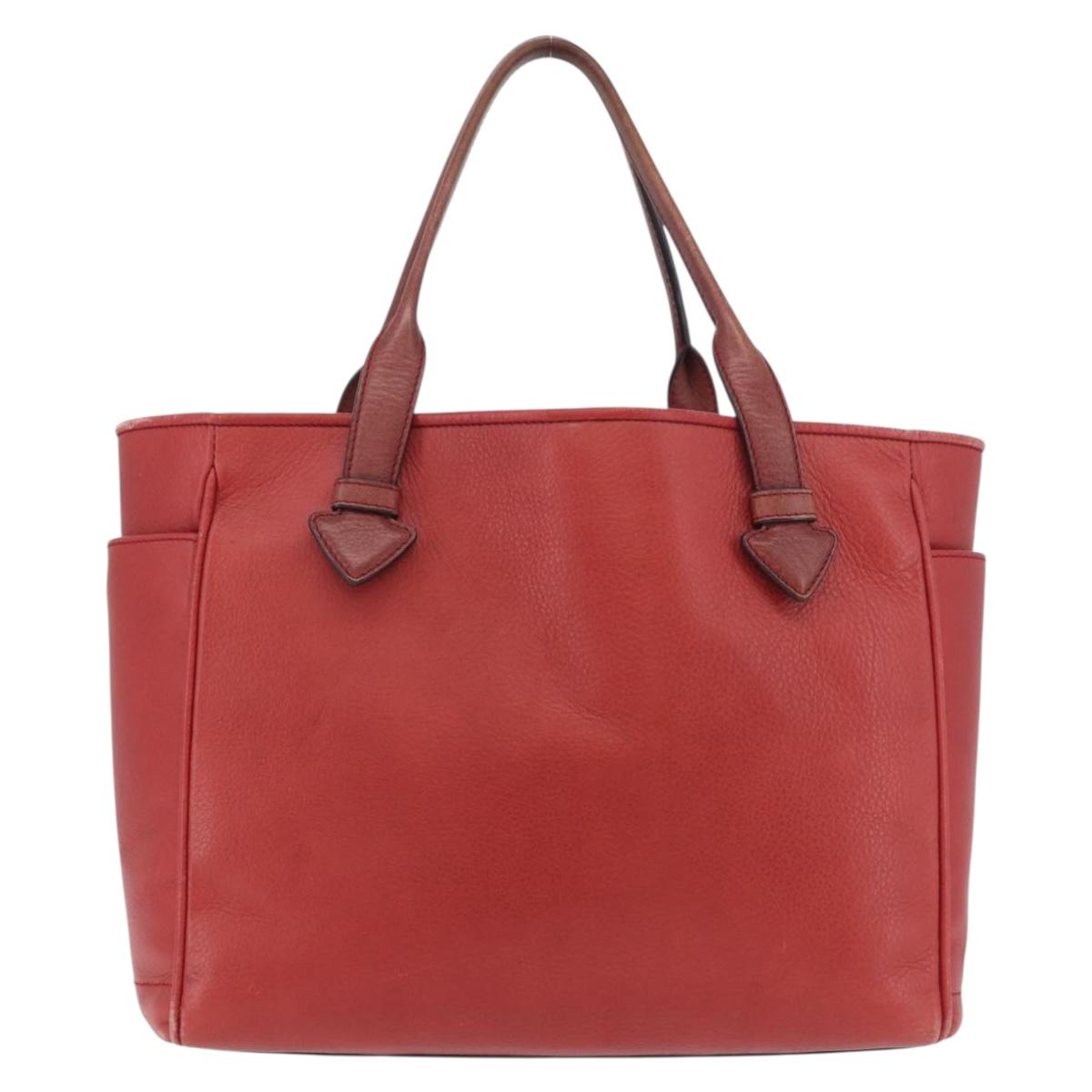 LOEWE Heritage Tote Bag Leather Red Silver Auth BSZ189 | eBay