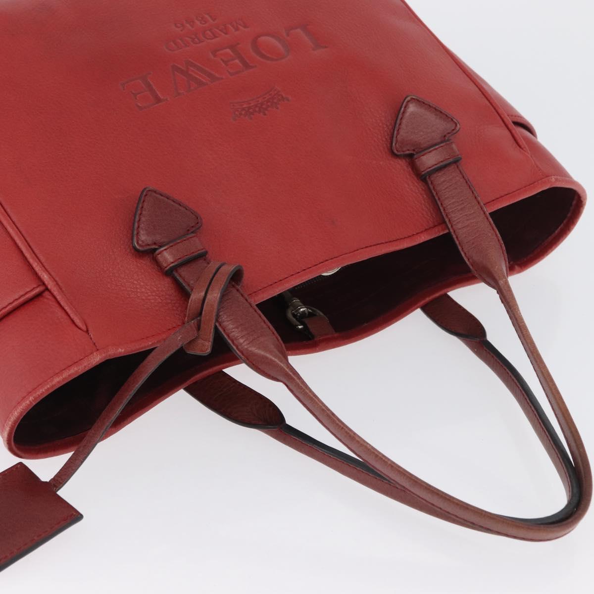 LOEWE Heritage Tote Bag Leather Red Silver Auth BSZ189 | eBay