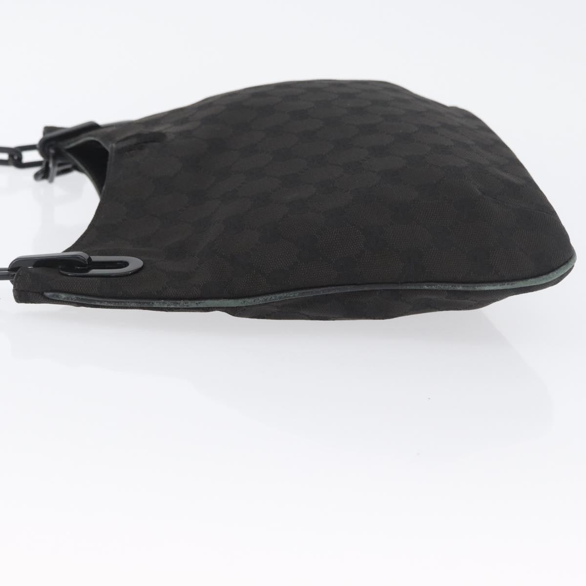 GUCCI GG Canvas Plastic Chain Shoulder Bag Black Gold 001 4168