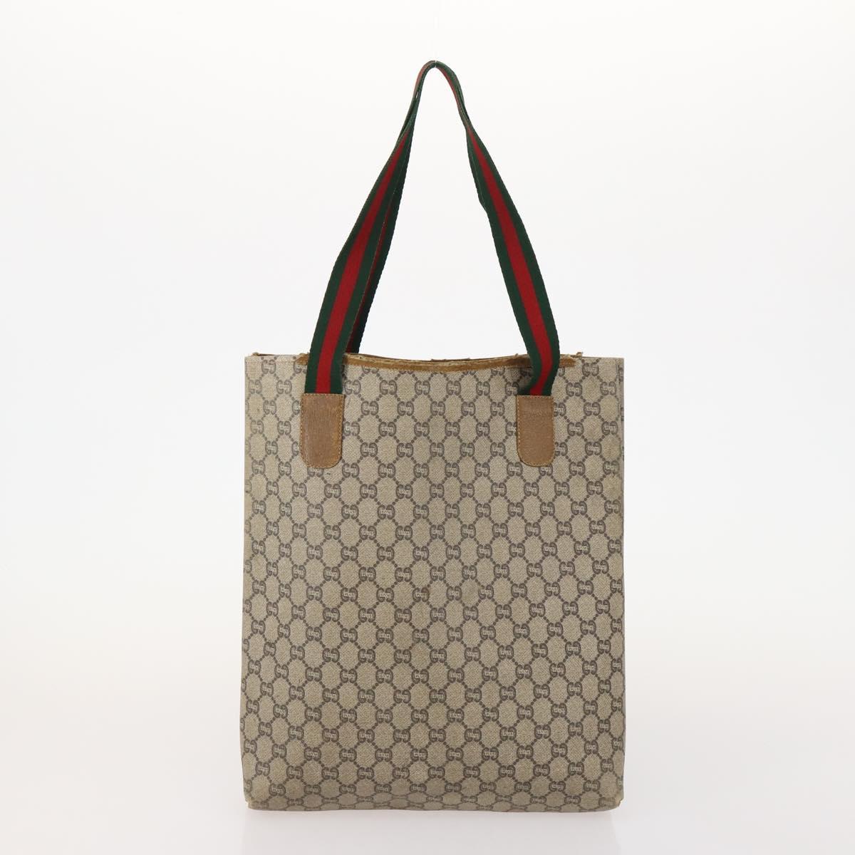 R*︎様 グッチ トートバッグ　Gucci GG Supreme Plus To GUCCI GG Plus Supreme Web Sherry Line Tote Bag PVC 3 Set Beige Red