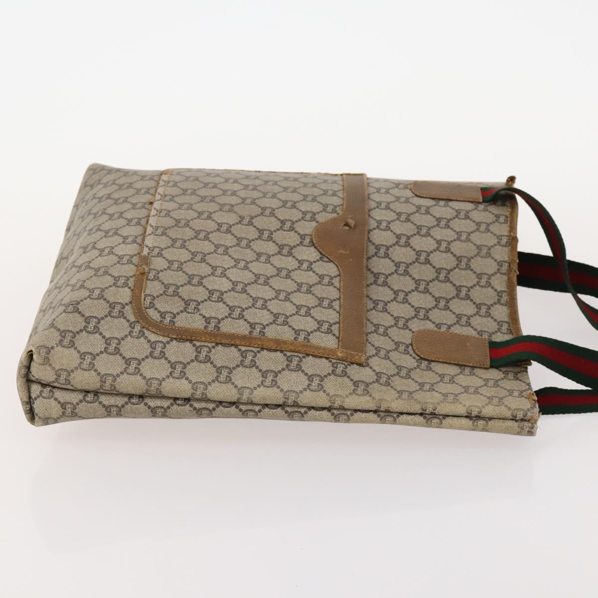 GUCCI GG Plus Supreme Web Sherry Line Tote Bag PVC 3 Set Beige Red