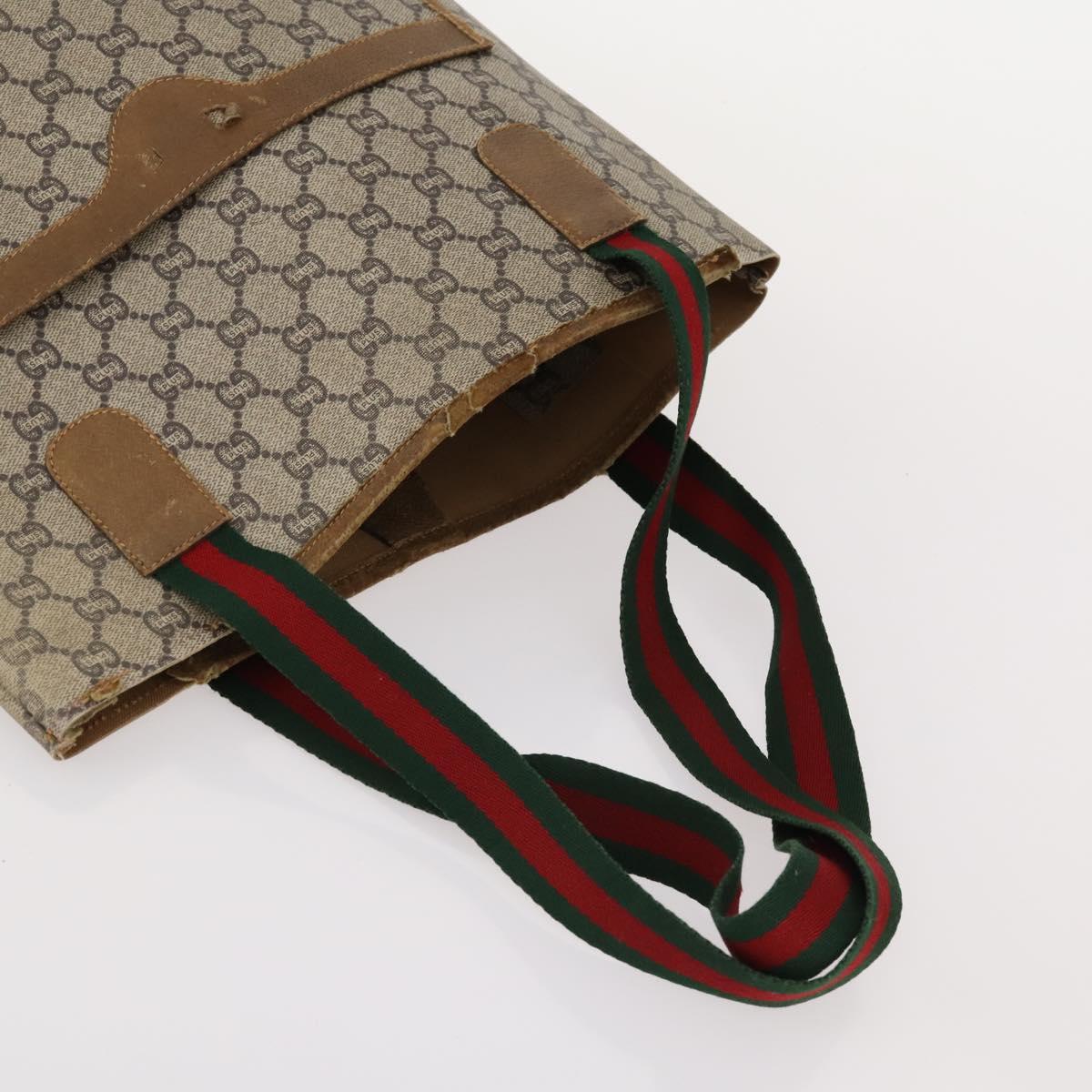 GUCCI GG Plus Supreme Web Sherry Line Tote Bag PVC 3 Set Beige Red
