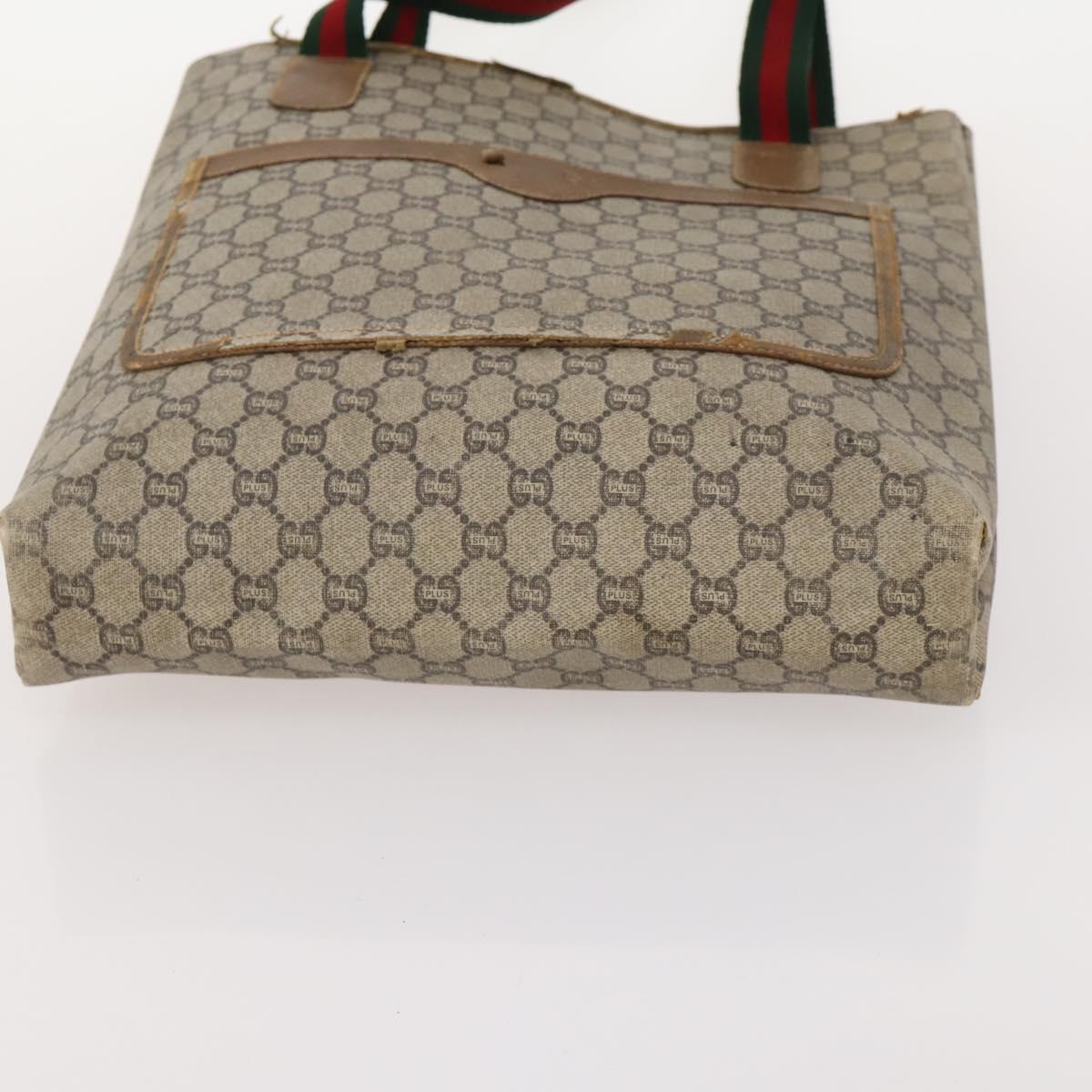 GUCCI GG Plus Supreme Web Sherry Line Tote Bag PVC 3 Set Beige Red