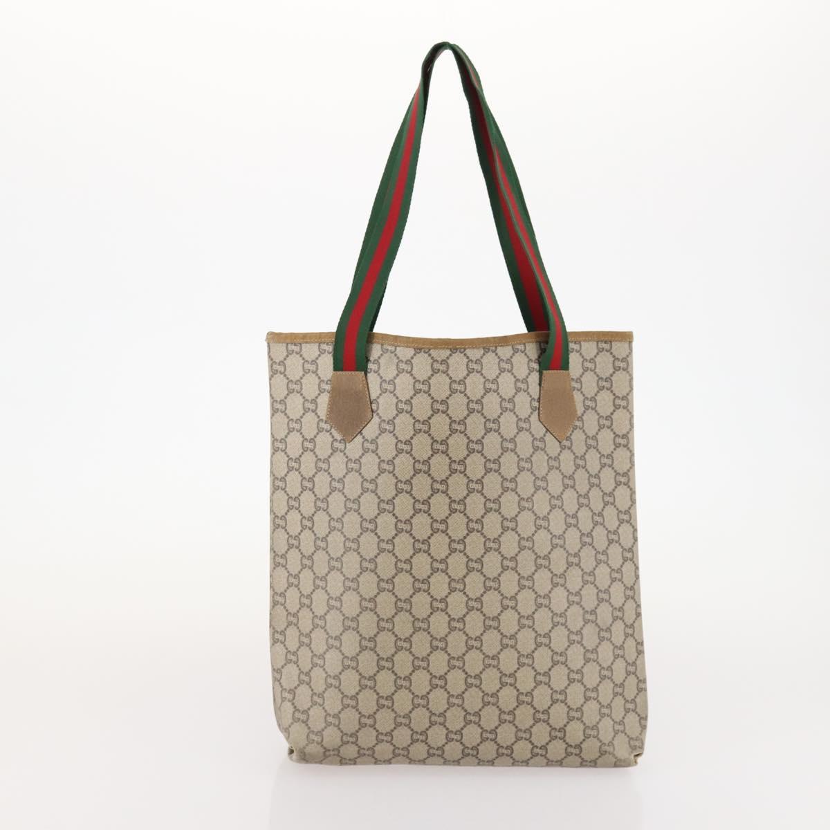 GUCCI GG Plus Supreme Web Sherry Line Tote Bag PVC 3 Set Beige Red