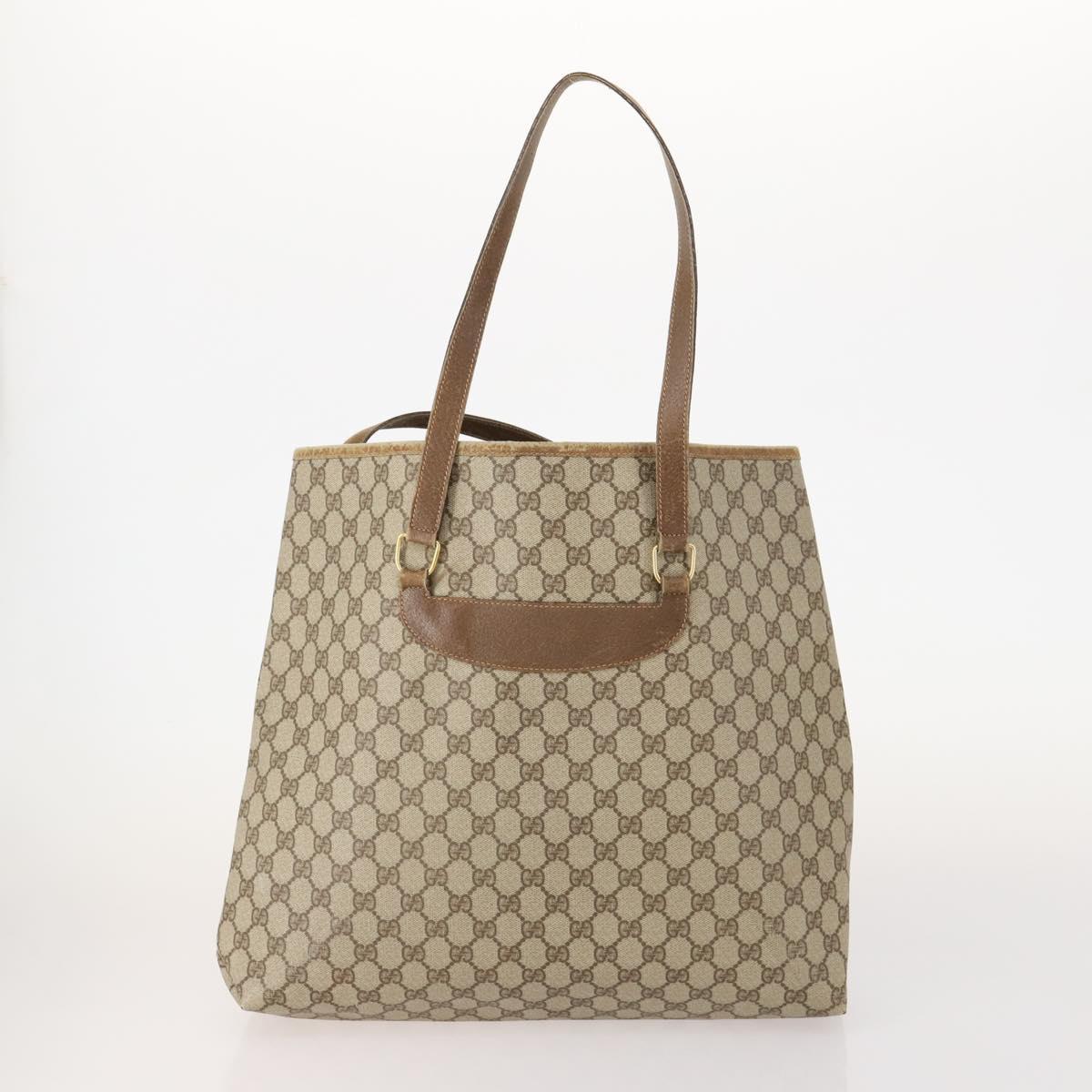 GUCCI GG Plus Supreme Web Sherry Line Tote Bag PVC 3 Set Beige Red