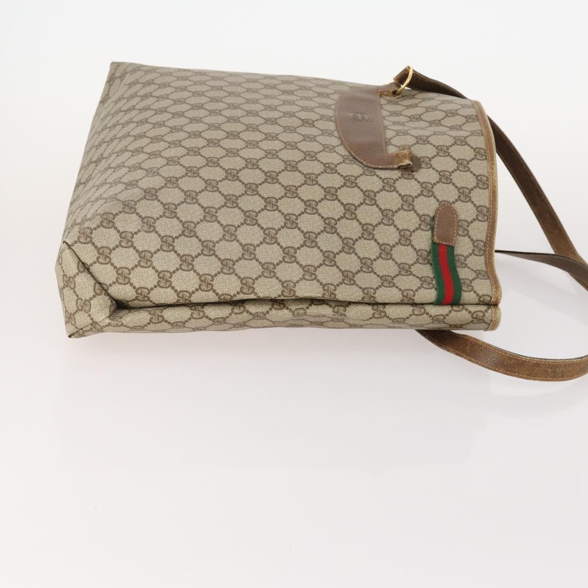 GUCCI GG Plus Supreme Web Sherry Line Tote Bag PVC 3 Set Beige Red