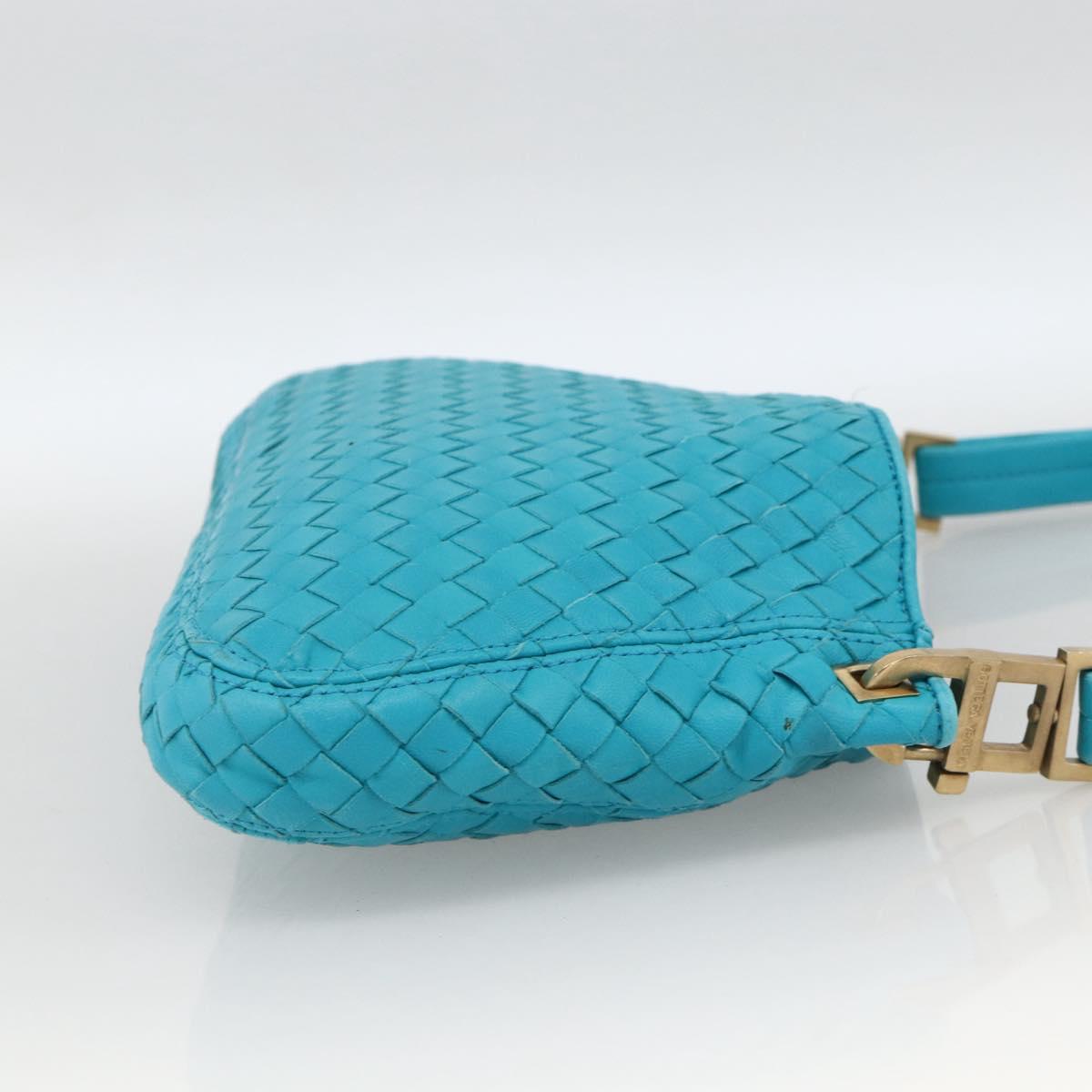 BOTTEGA VENETA INTRECCIATO Shoulder Bag Leather Turquoise Blue