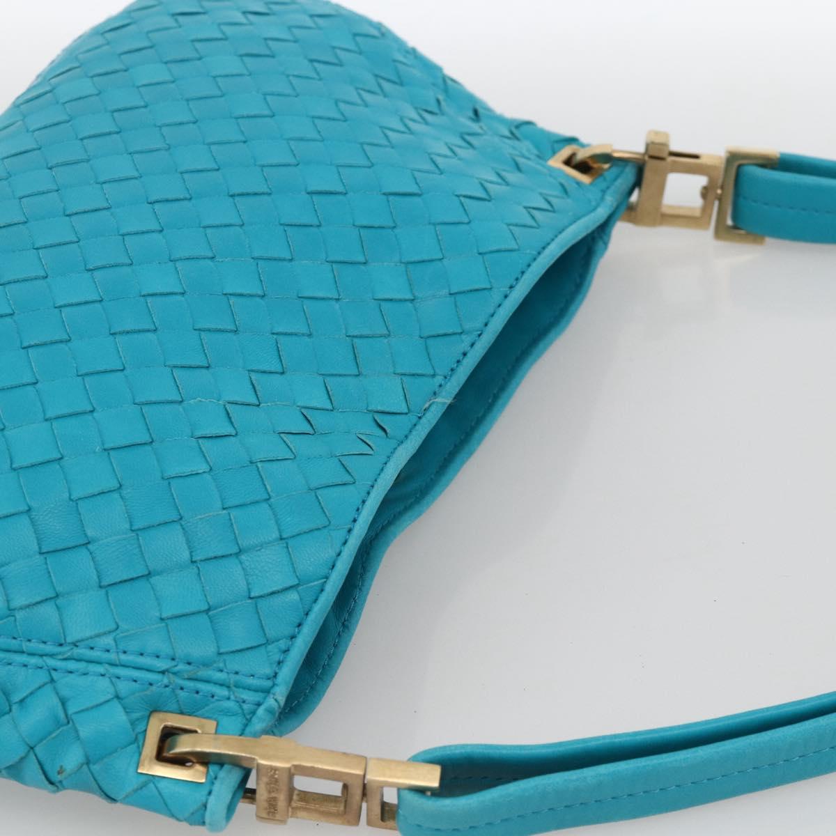 BOTTEGA VENETA INTRECCIATO Shoulder Bag Leather Turquoise Blue