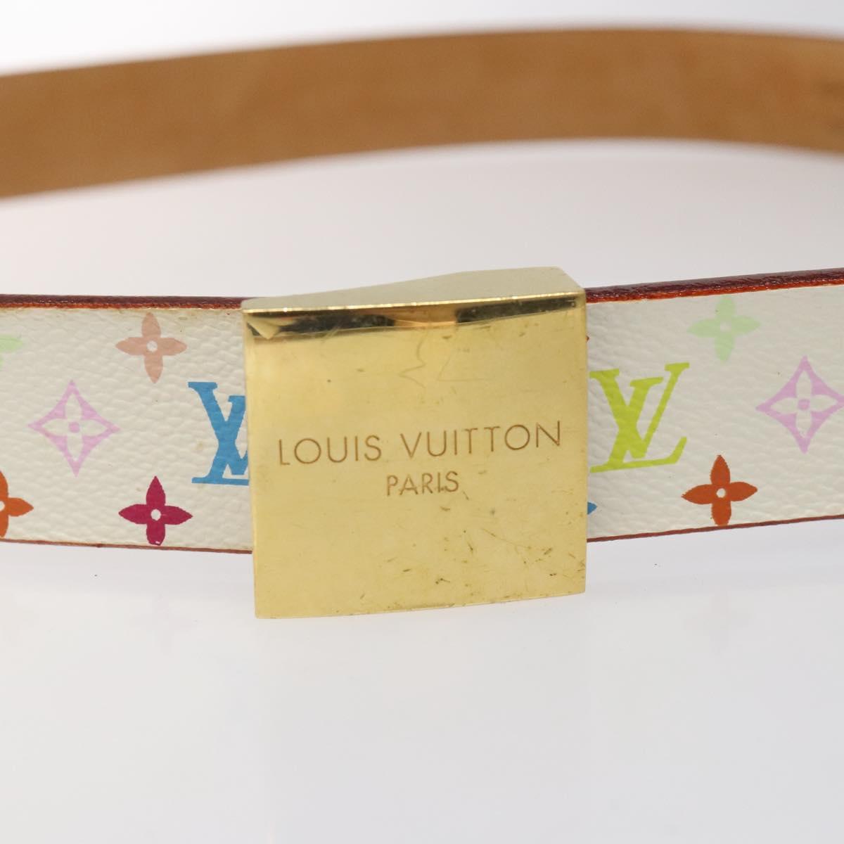 LOUIS VUITTON Monogram Multicolor Ceinture Carre Belt White  display picture 2
