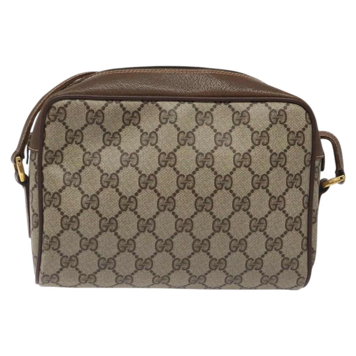 GUCCI GG Supreme Web Sherry Line Bag PVC Beige Gold Red 56
