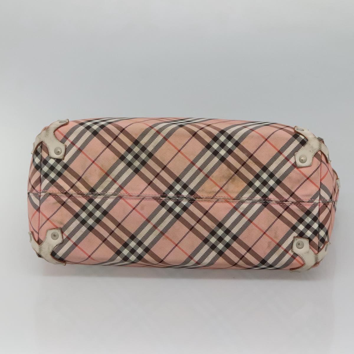 BURBERRY Nova Check Blue Label Tote Bag Nylon Pink White Silver