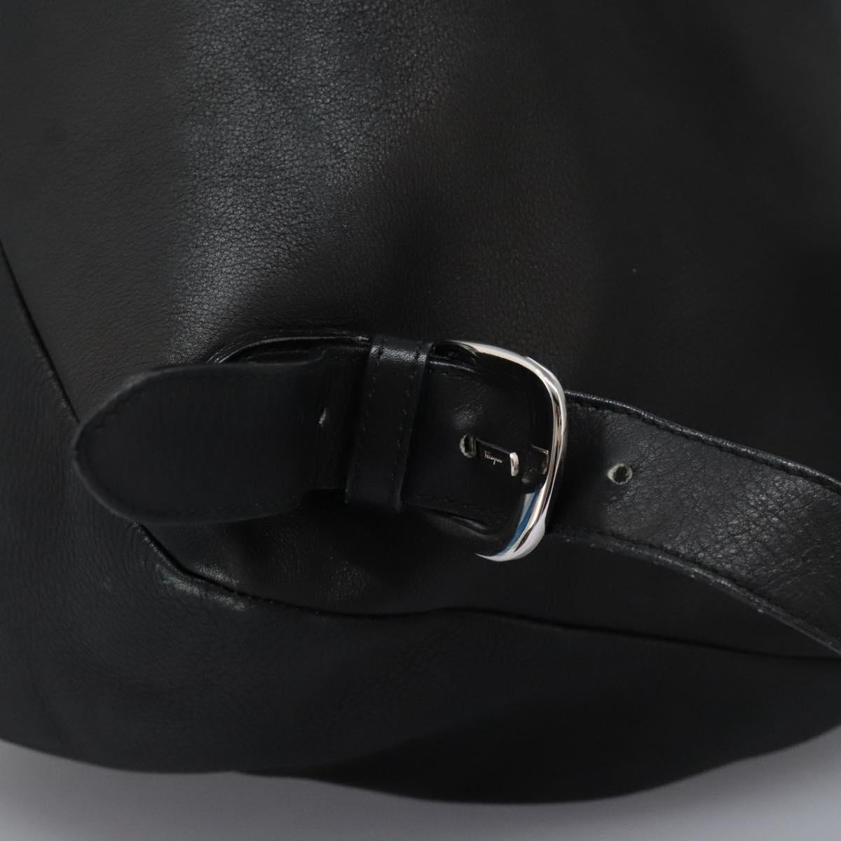 Salvatore Ferragamo Gancini Backpack Leather Black Silver Auth EC696 Salvatore Ferragamo Gancini Backpack Leather Black Silver  main image 4
