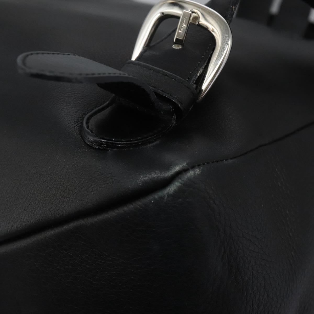 Salvatore Ferragamo Gancini Backpack Leather Black Silver 