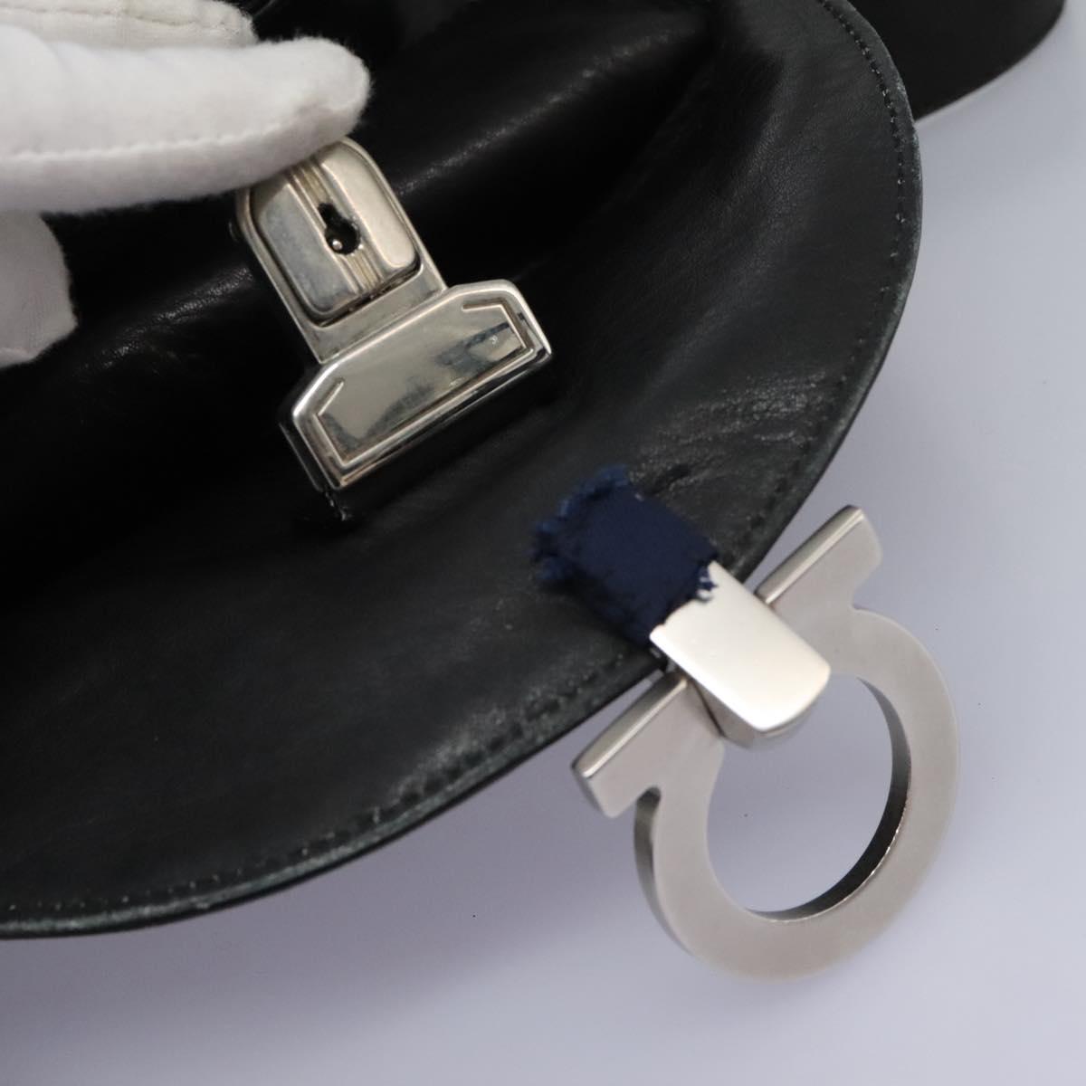 Salvatore Ferragamo Gancini Backpack Leather Black Silver  display picture 3