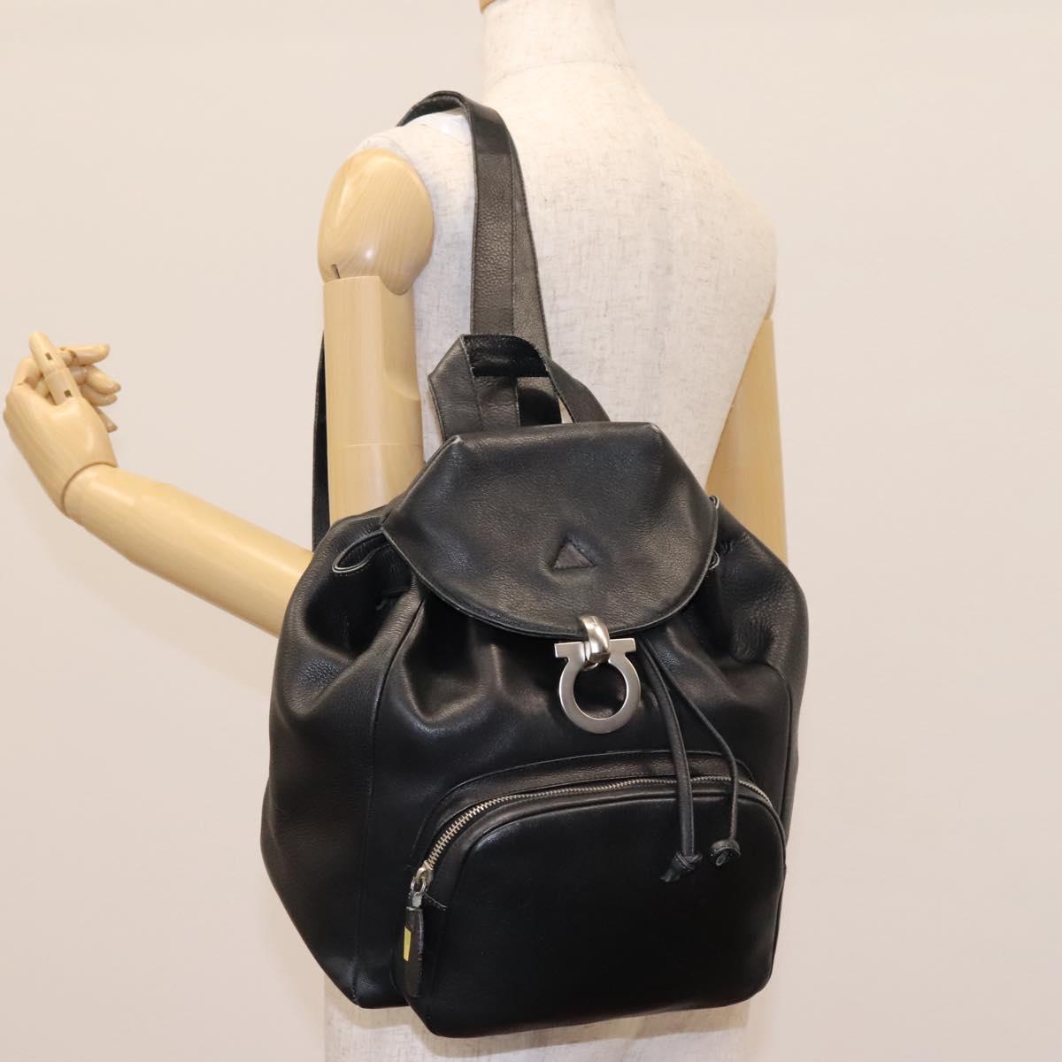 Salvatore Ferragamo Gancini Backpack Leather Black Silver Embossed Gancini backpack - Men | Ferragamo main image 3