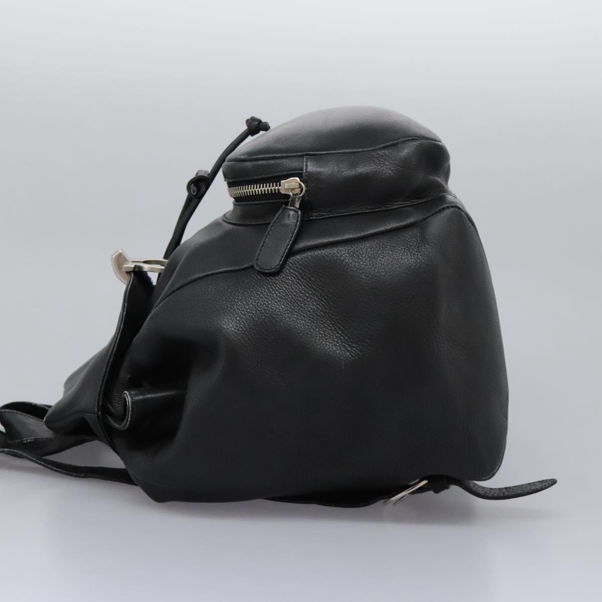Salvatore Ferragamo Gancini Backpack Leather Black Silver  display picture 3