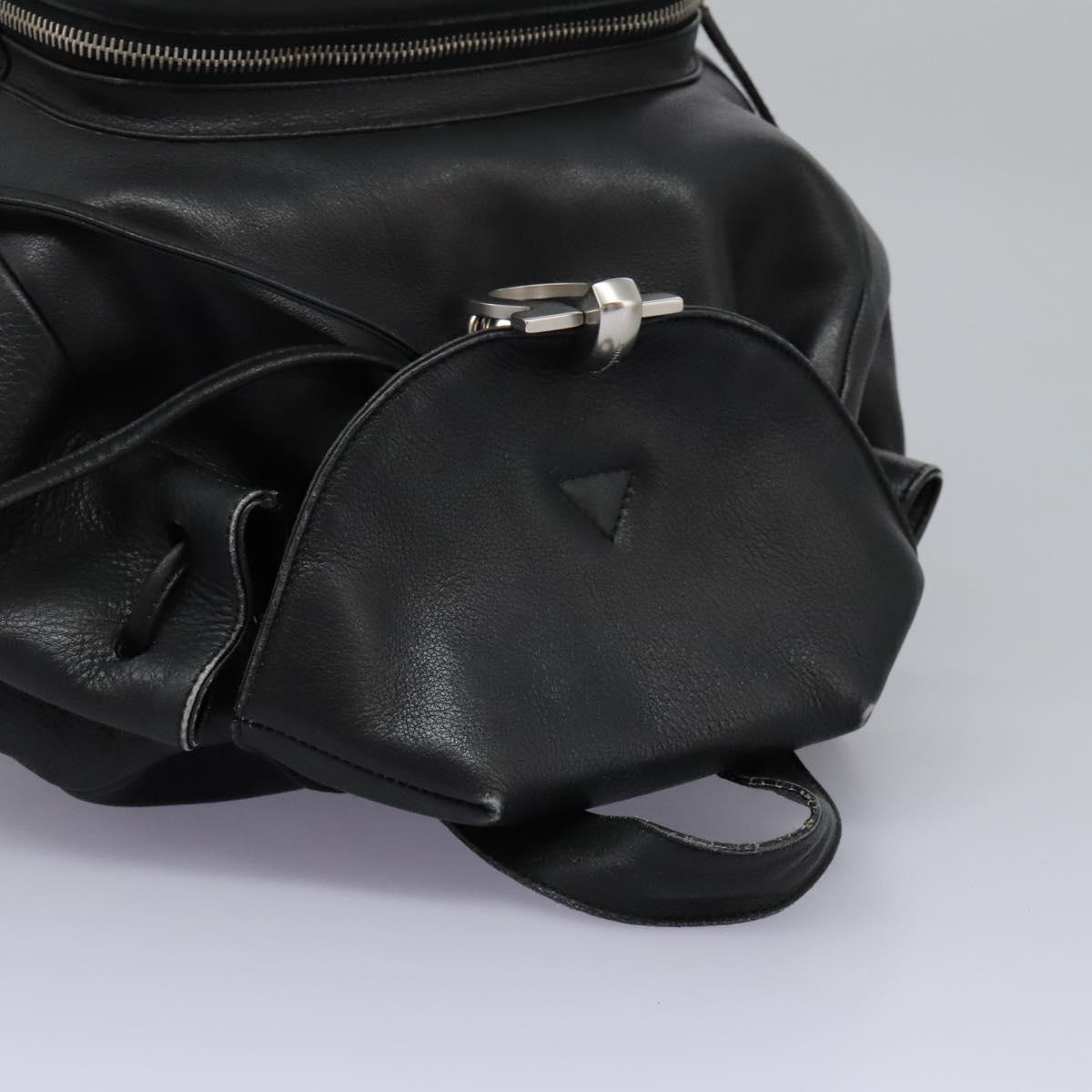 Salvatore Ferragamo Gancini Backpack Leather Black Silver  display picture 2