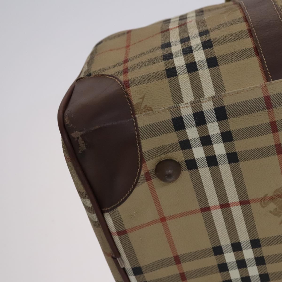 Burberrys Nova Check Boston Bag PVC 2way Beige Gold Auth EC805 | eBay