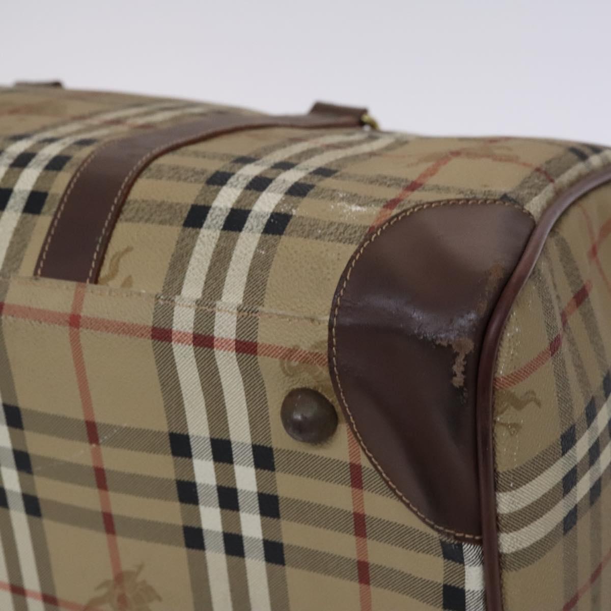 Burberrys Nova Check Boston Bag PVC 2way Beige Gold Auth EC805 | eBay