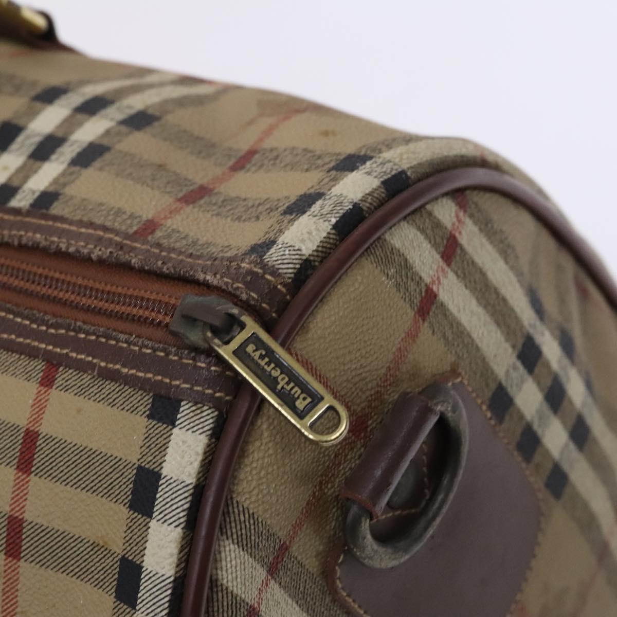 Burberrys Nova Check Boston Bag PVC 2way Beige Gold Auth EC805 | eBay