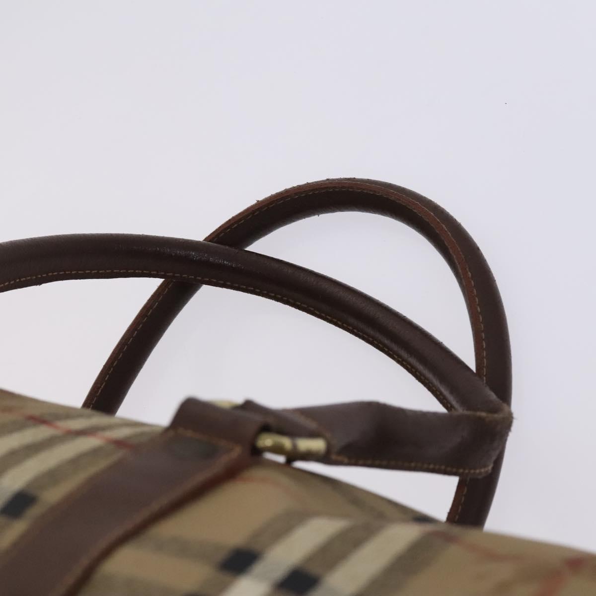 Burberrys Nova Check Boston Bag PVC 2way Beige Gold Auth EC805 | eBay