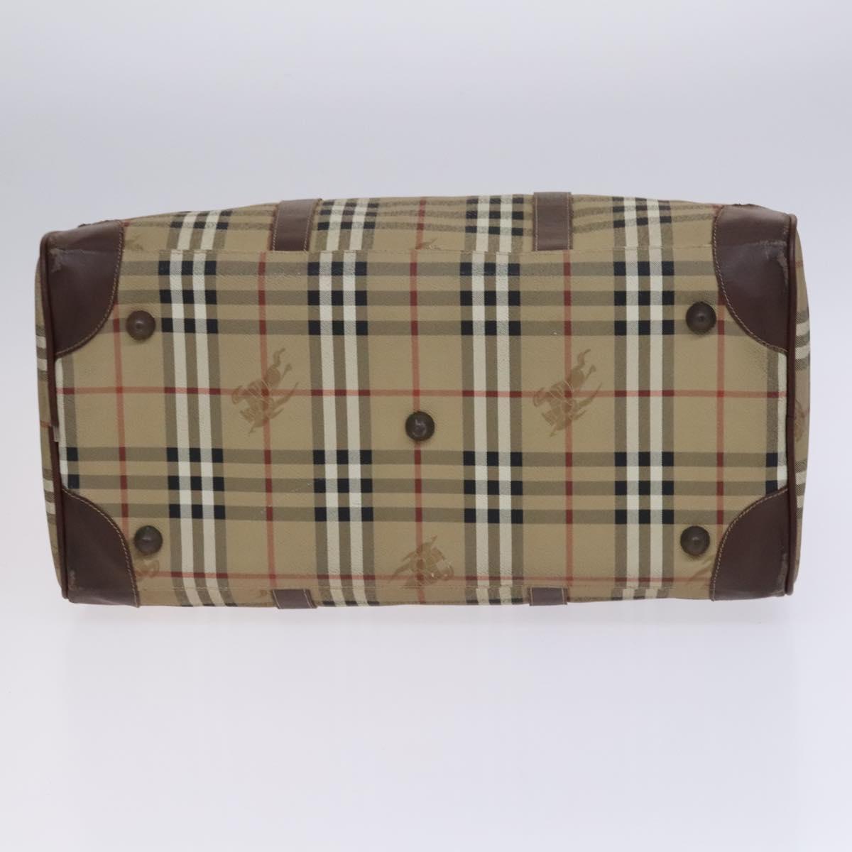 Burberrys Nova Check Boston Bag PVC 2way Beige Gold Auth EC805 | eBay