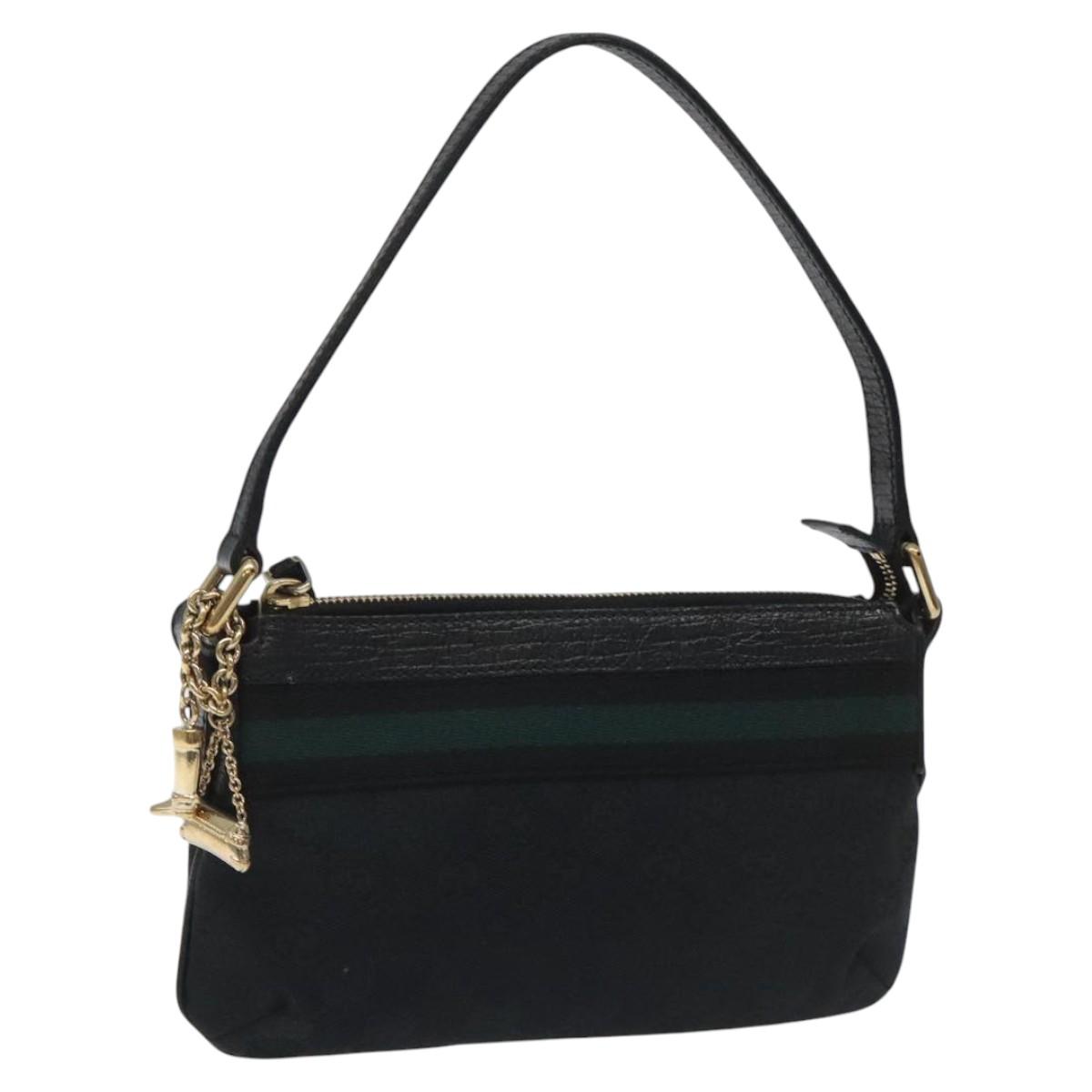 GUCCI GG Canvas Sherry Line Accessory Pouch Black Khaki 145970 