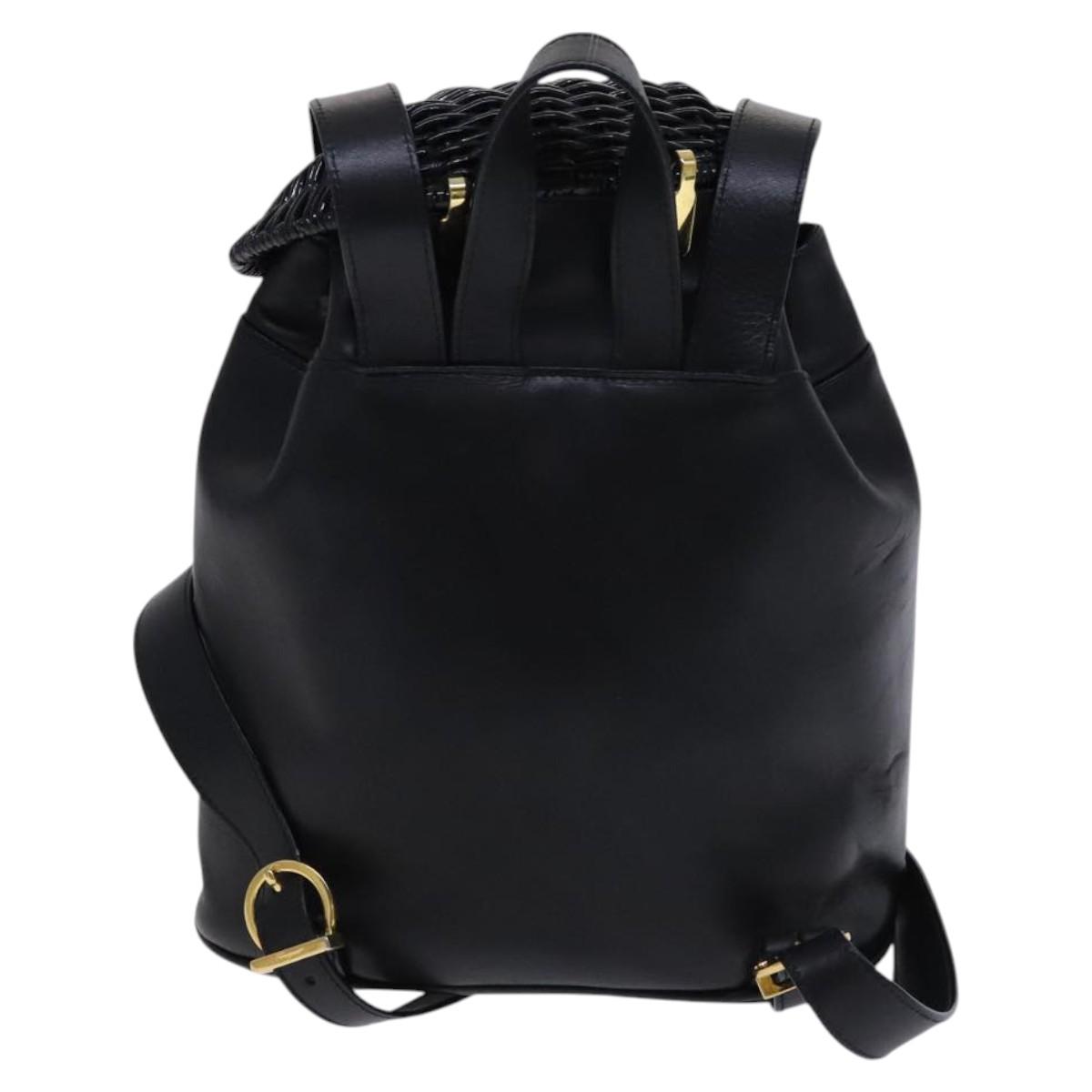 Salvatore Ferragamo Backpack Leather Black Gold Salvatore Ferragamo Calfskin Quilted Gancini Backpack Black  main image 2
