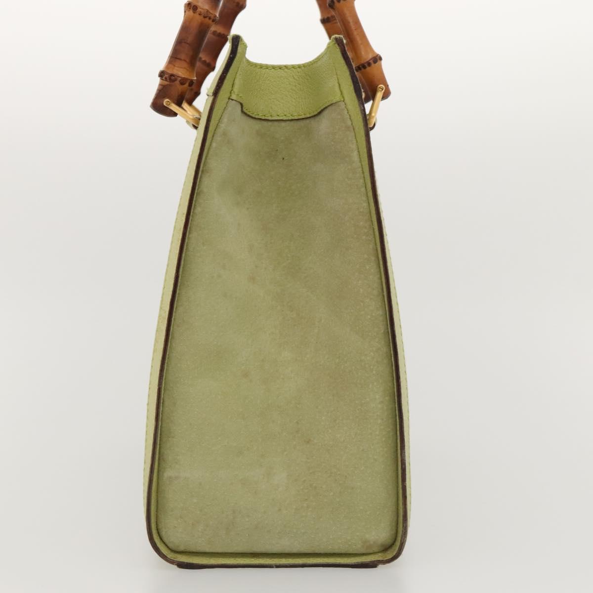 GUCCI Bamboo Hand Bag Suede Leather LIme Green Gold 002 123 0260