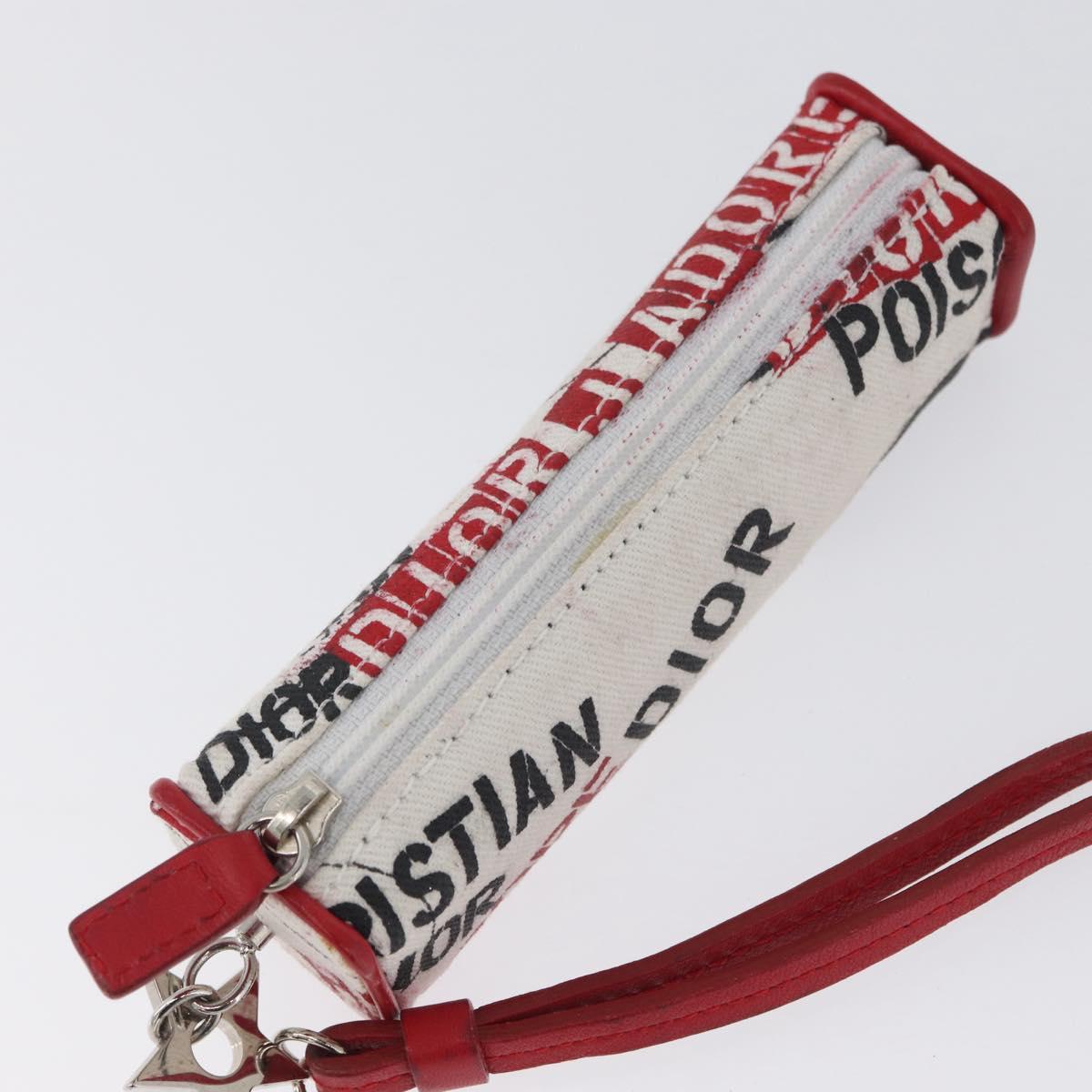 Christian Dior Hardcore Neck Pouch Canvas White Silver Auth