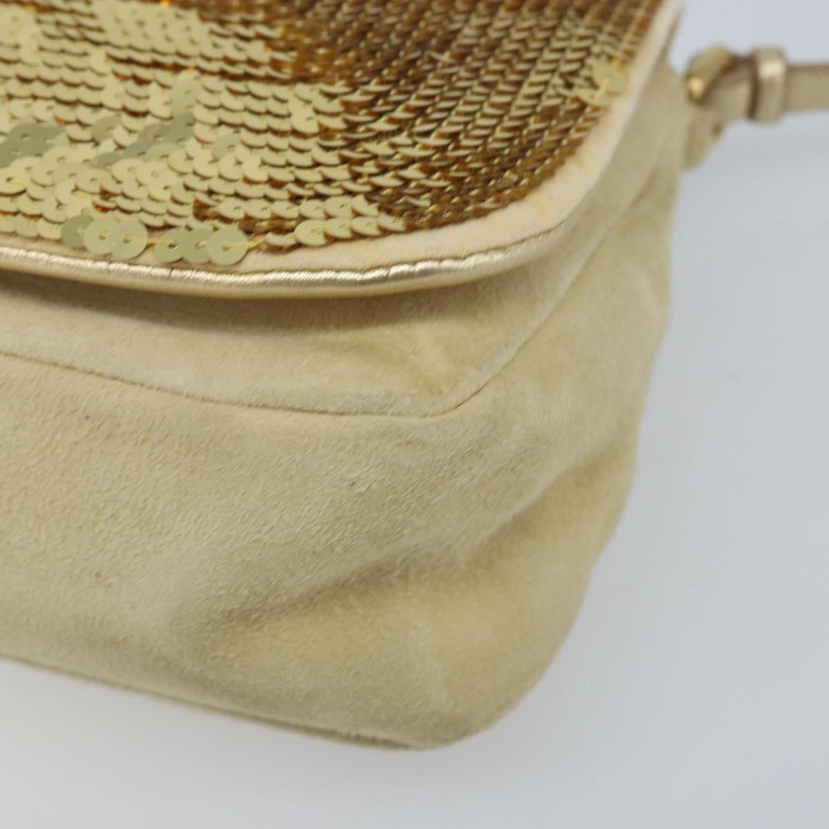 Miu Miu Shoulder Bag Sequin Gold Tone Auth LNZ632 | eBay