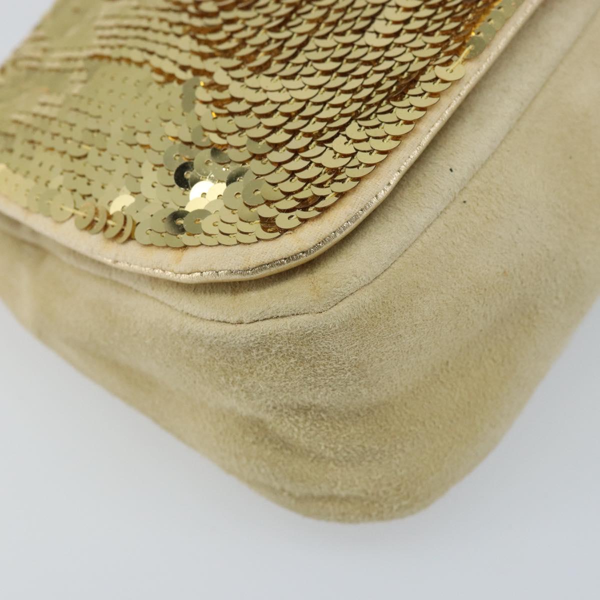 Miu Miu Shoulder Bag Sequin Gold Tone Auth LNZ632 | eBay
