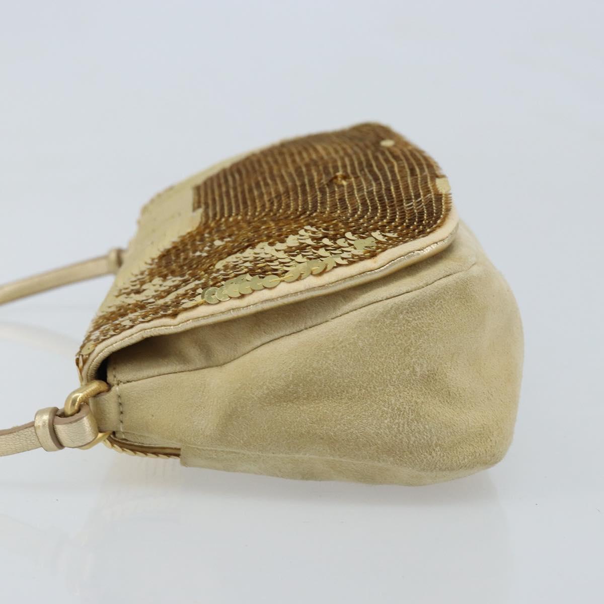 Miu Miu Shoulder Bag Sequin Gold Tone Auth LNZ632 | eBay
