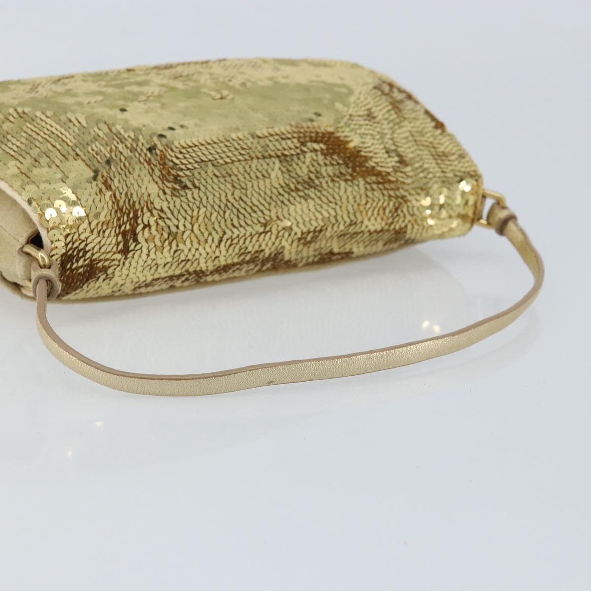 Miu Miu Shoulder Bag Sequin Gold Tone Auth LNZ632 | eBay