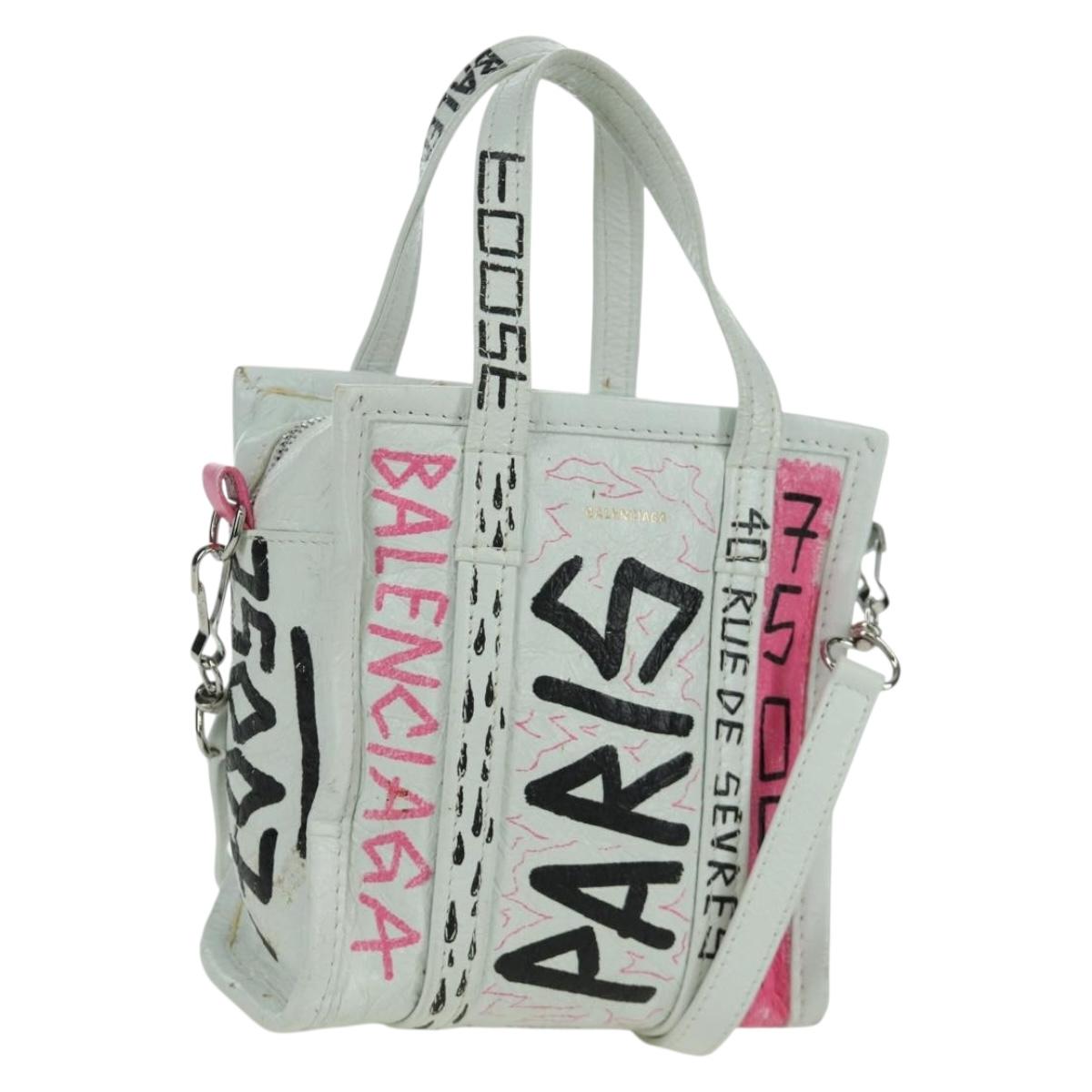 ※旧ロゴver BALENCIAGA ケース BALENCIAGA Graffiti Bazaar Shopper XXS Bag Leather 2way 513988