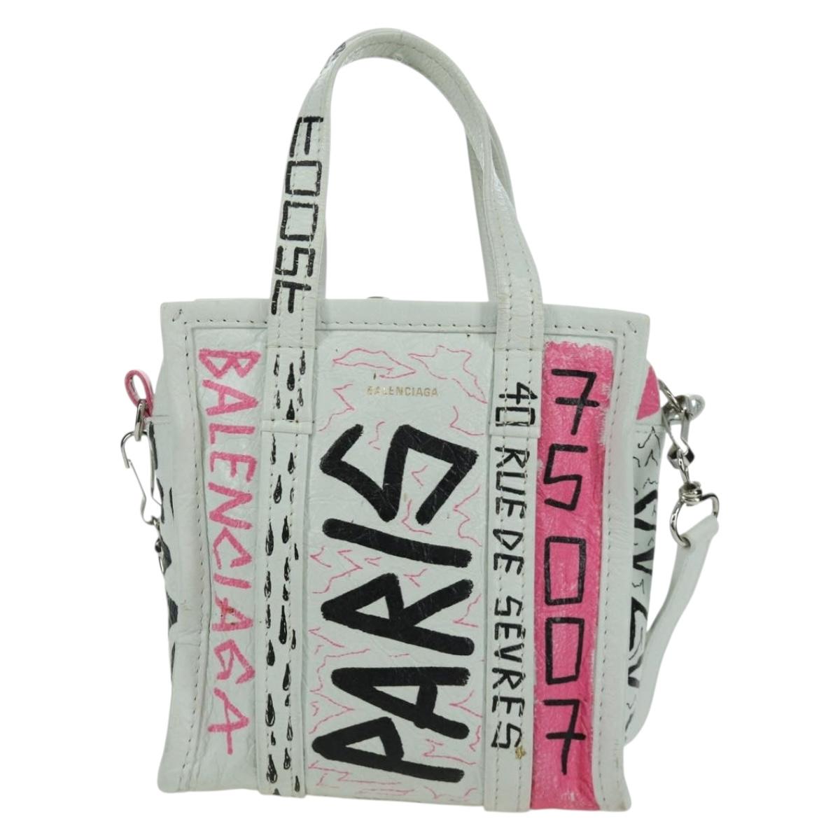 BALENCIAGA Graffiti Bazaar Shopper XXS Bag Leather 2way 513988