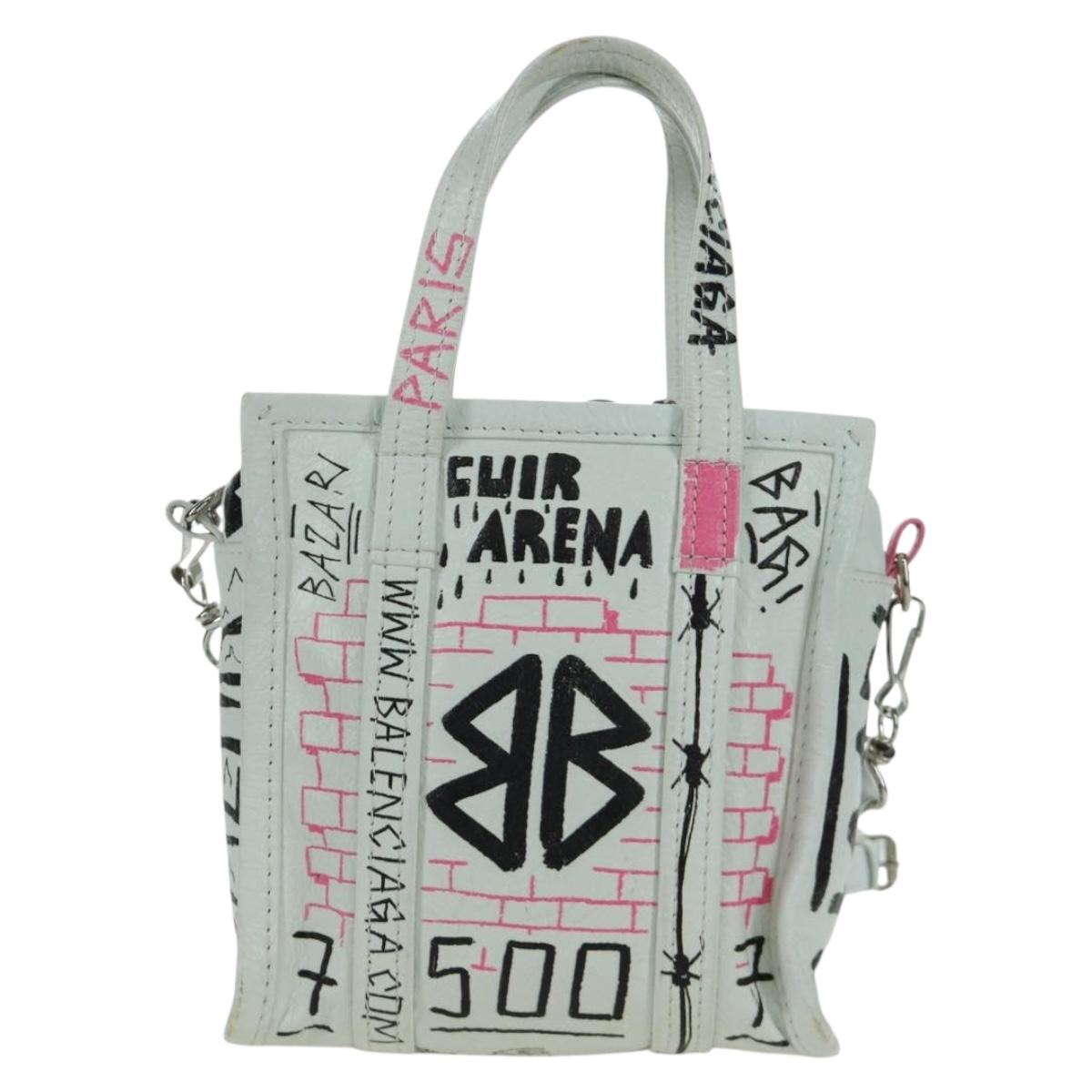 BALENCIAGA Graffiti Bazaar Shopper XXS Bag Leather 2way 513988