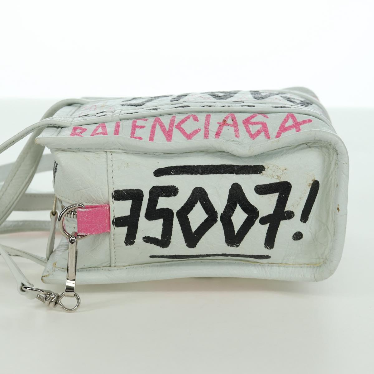 BALENCIAGA Graffiti Bazaar Shopper XXS Bag Leather 2way 513988