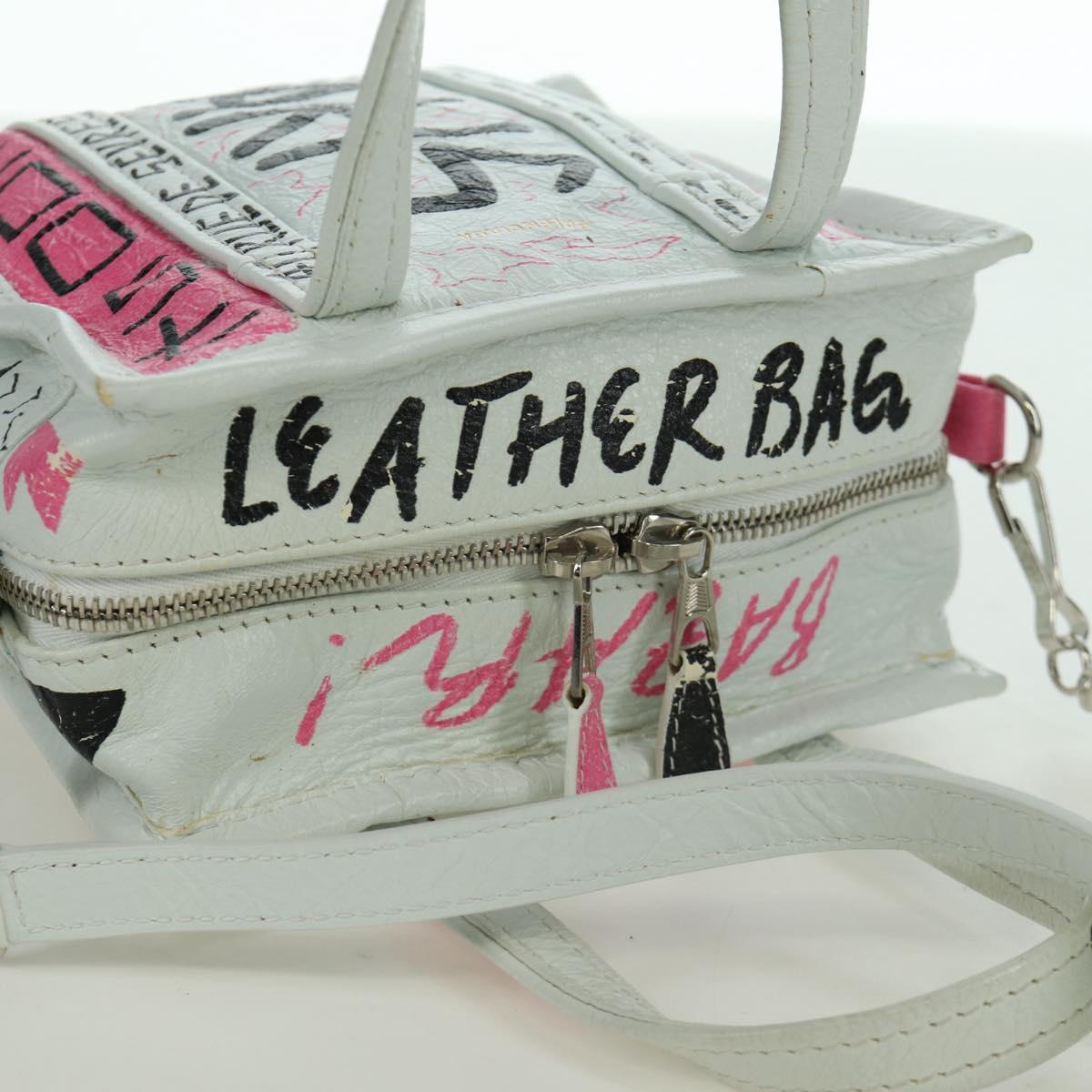 BALENCIAGA Graffiti Bazaar Shopper XXS Bag Leather 2way 513988