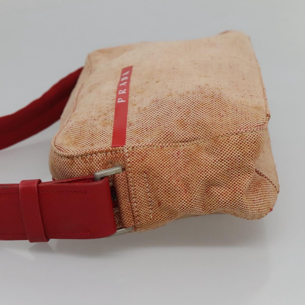 PRADA Sports Shoulder Bag Canvas Beige Red Auth MX065 | eBay