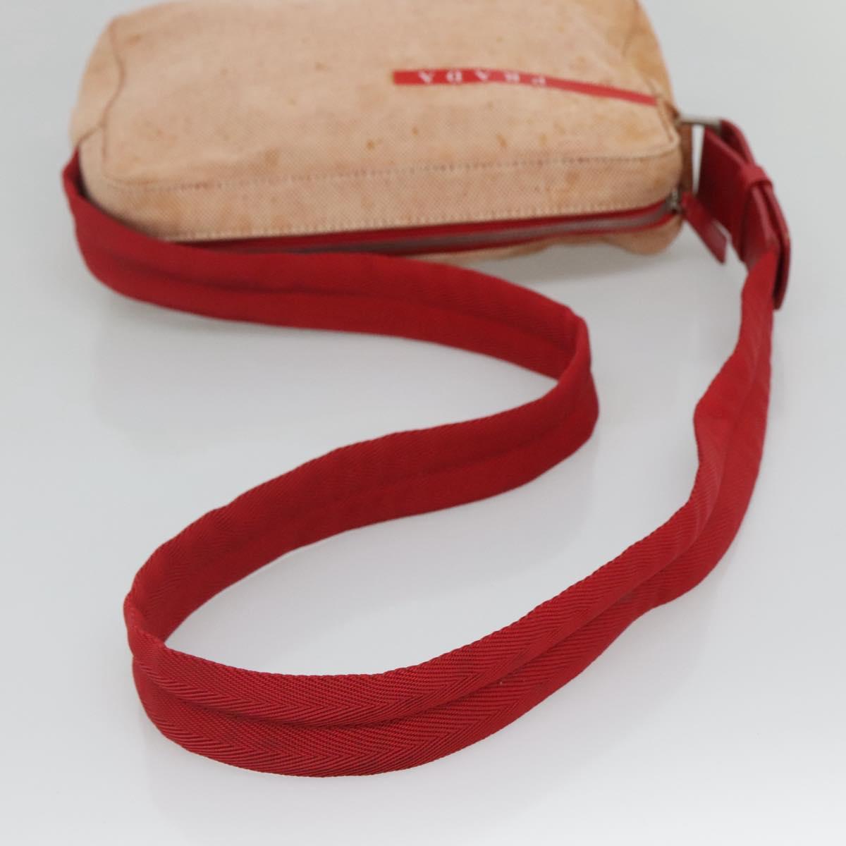 PRADA Sports Shoulder Bag Canvas Beige Red Auth MX065 | eBay